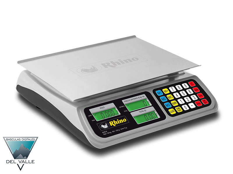 Báscula de mostrador 40 kg / 2 gramos de precisión / Funciones de caja  registradora / Displays de precio, peso y total – Basculas Digitales Del  Valle